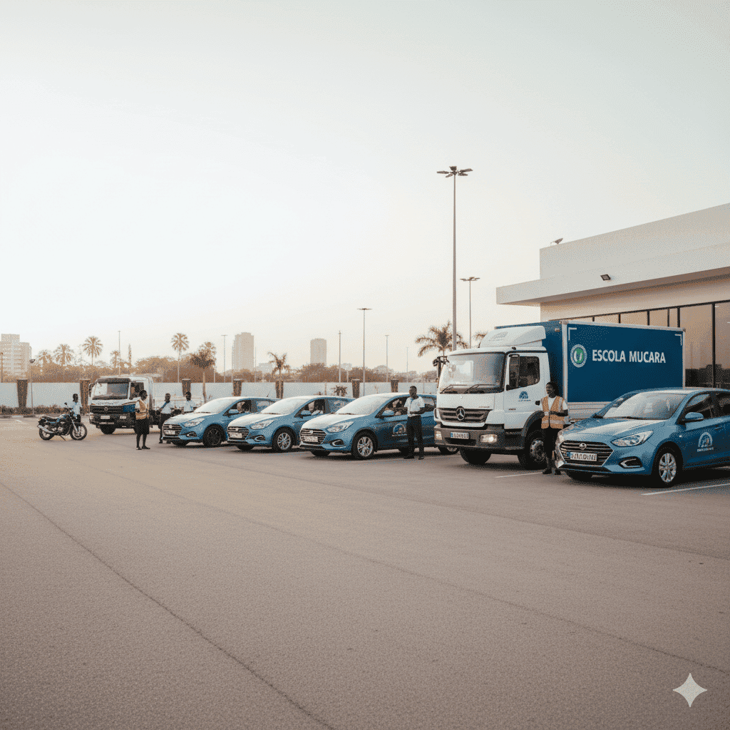 Frota de carros novos da Escola Mucara
